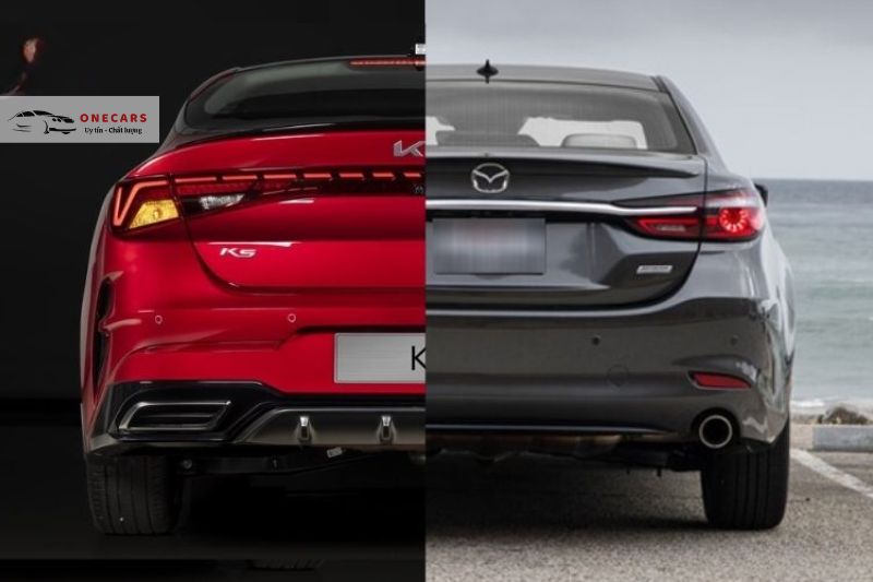 So sánh phần đuôi xe của Kia K5 và Mazda 6