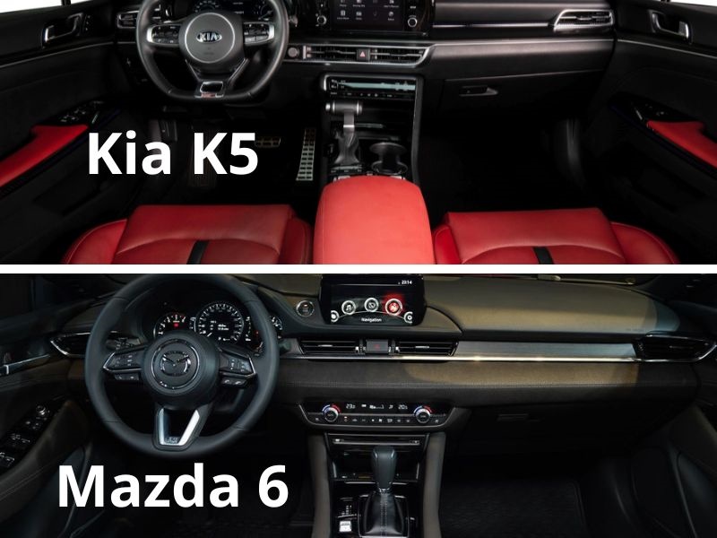 Khoang lái của Mazda 6 và Kia K5