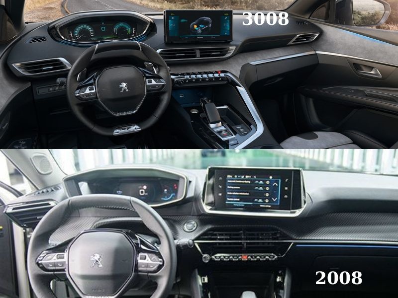 So sánh Peugeot 2008 và 3008 về khoang lái