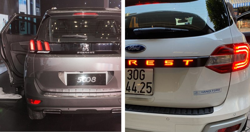 ​So sánh Peugeot 5008 và Ford Everest về đèn hậu