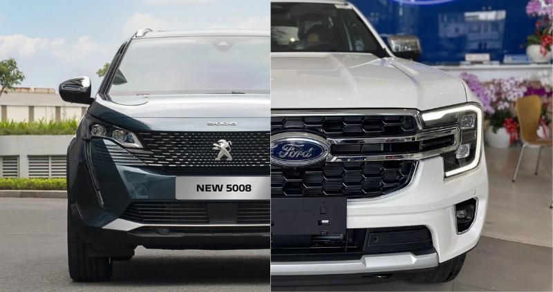 So sánh xe Ford Everest và Peugeot 5008 về kích thước